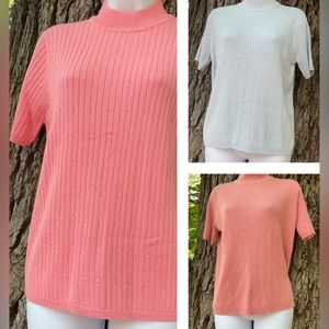 VTG Ribbed short sleeve sweater lot of 3 - mock neck sweater tees